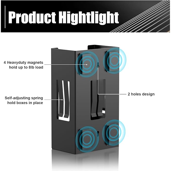 Magnetic Glove Box Holder, Disposable Glove Dispenser Wall Mount, Metal Glove - Image 3