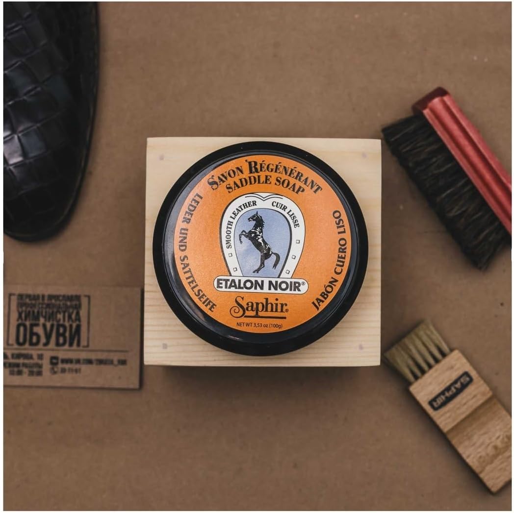 Saphir Etalon Noir Soap - Cleans, Restores and Protects Saddle Leather with Glycerin - 3.53 oz