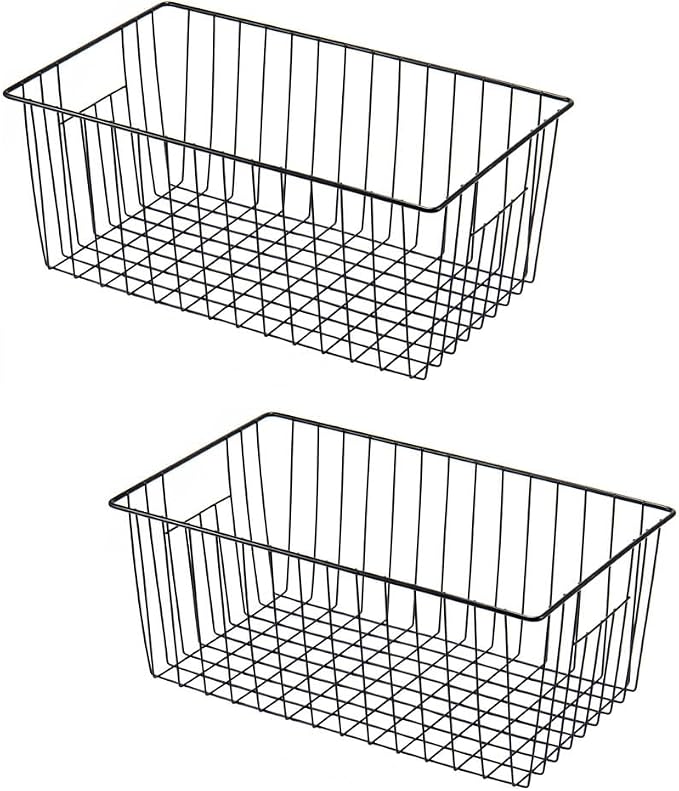 16" L x 12" W Wider Freezer Storage Organizer Baskets Container, Deep Metal by Y.Z.Bros