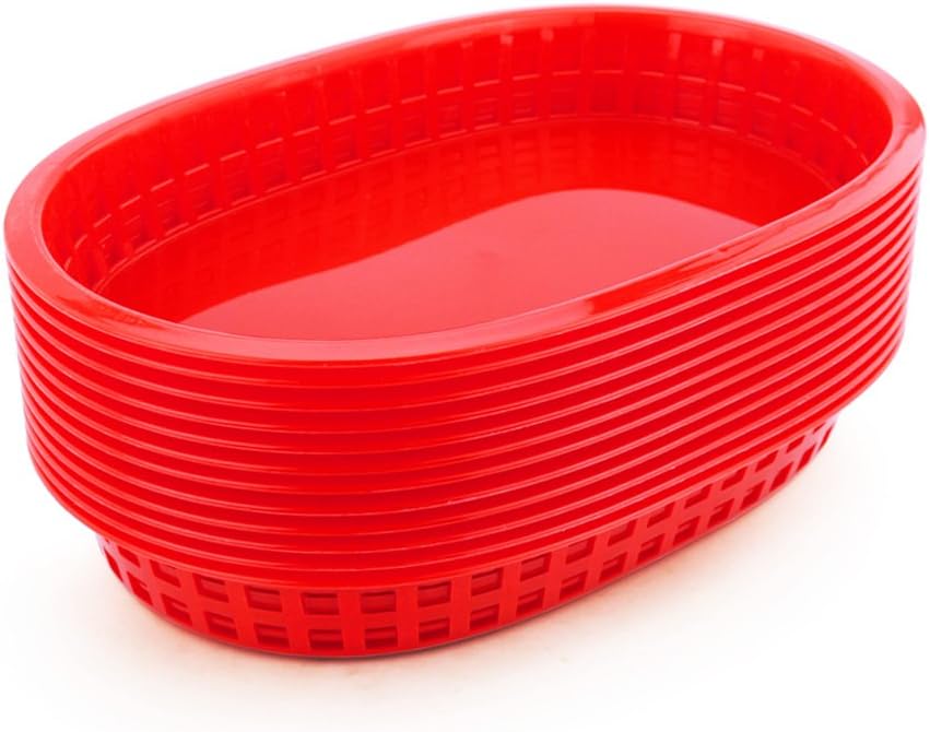 New Star Foodservice Fast Food Baskets, 10.5 x 7 Inch, Set of 12, Red