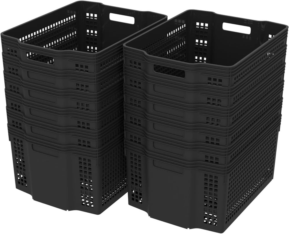 Stackable Woven Basket, Pantry Storage Bins, 12 Pack Baskets Set