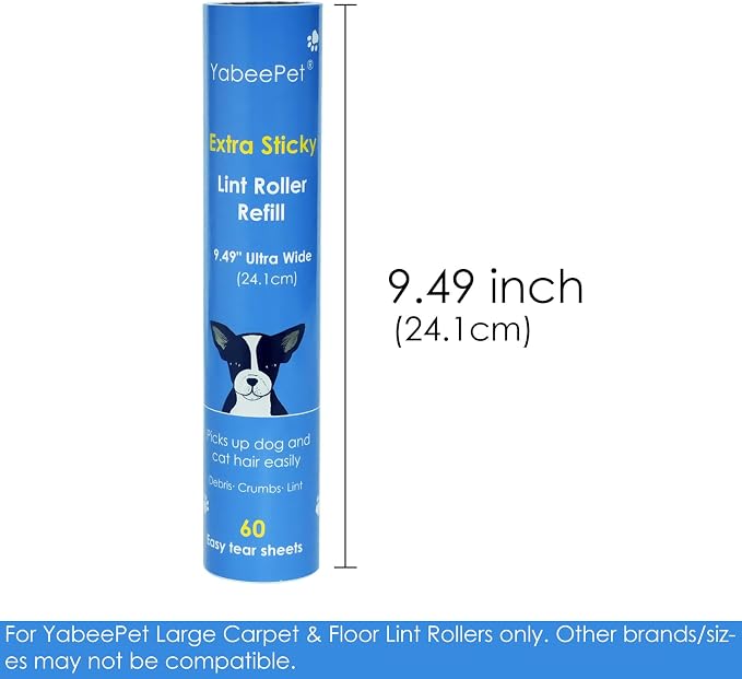 9.49'' Extra Sticky Large Lint Roller Refills, and Pet Hair Cleaning, 60 Sheets - Image 2