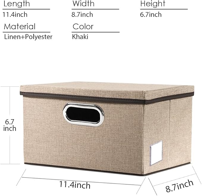 PRANDOM Storage Bins with Lids Jute Fabric Foldable Storage Boxes Organizer - Image 3