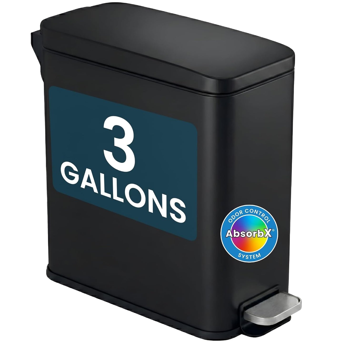 iTouchless 3 Gal Kids Room Wastebasket | Step Pedal Trash Can | Matte Black | Foot-Operated Lid Opens Instantly | Whisper-Quiet AirNova Damper | Removable Liner Bucket | Sleek Finish for Bedroom Decor