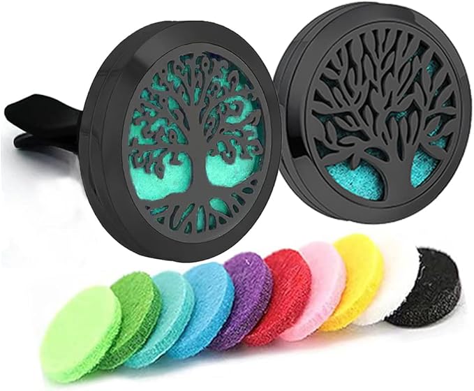 2Psc Black Car Aromatherapy Essential Oil Diffuser Locket Tree of Life Pattern by GFONDINGD