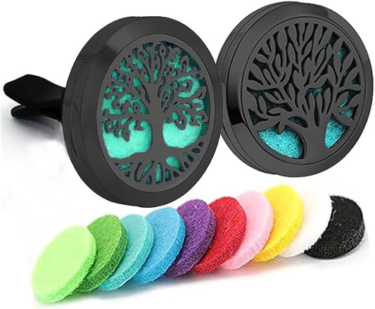2Psc Black Car Aromatherapy Essential Oil Diffuser Locket Tree of Life Pattern by GFONDINGD