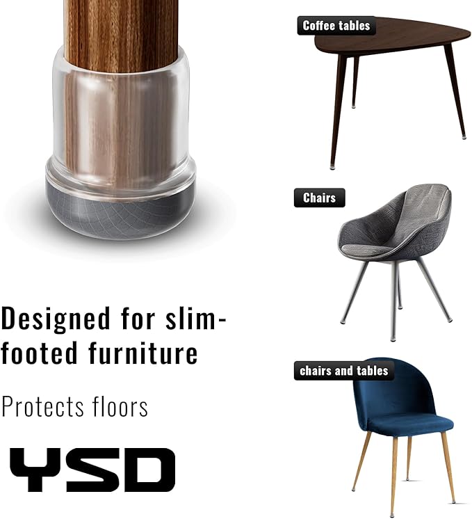 YSD 0.75Inch 24 Pcs Silicone Chair Leg Floor Protectors, Hair and dust - Image 3