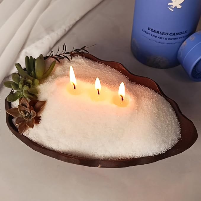 White Pearled Candle 18oz Luxury Sand Candle Granulated Wax - Image 6
