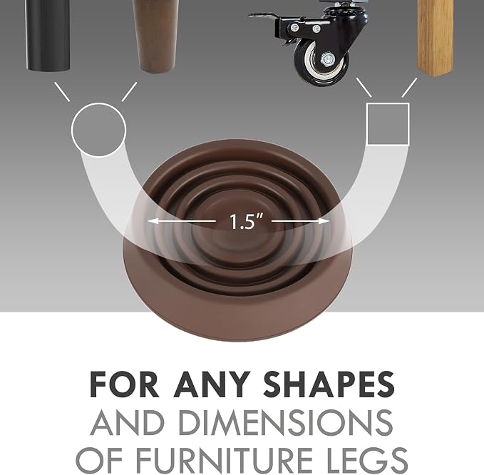 Furniture Coasters, 1.5X1.5 Rubber Caster Cups Non Slip Furniture Pads Non Skid - Image 2