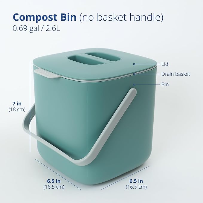 Blue Ginkgo Kitchen Compost Bin – Filter-Free, Odor-Tight Countertop Food Waste - Image 2
