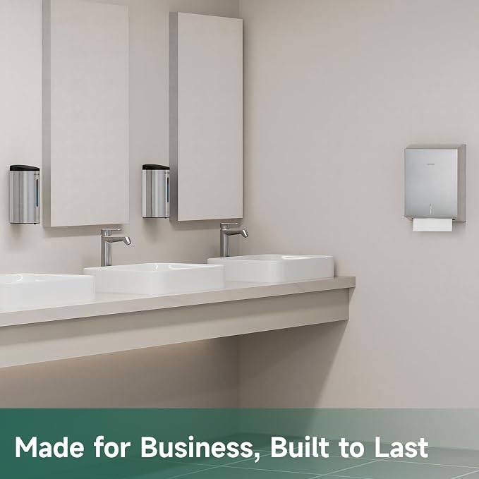 Commercial Paper Towel Dispenser Wall Mount 400-Sheet Capacity Brushed - Image 7
