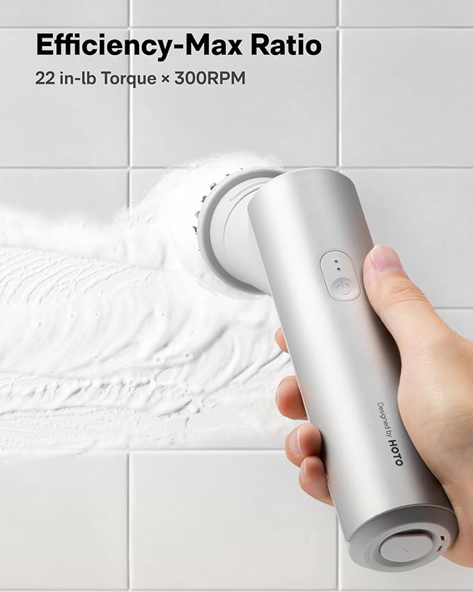 HOTO Handheld Short-Handle Electric Spin Scrubber, IPX7 Waterproof Cordless - Image 5
