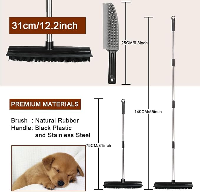 Rubber Broom and Pet Hair Removal Brush Set - Image 2