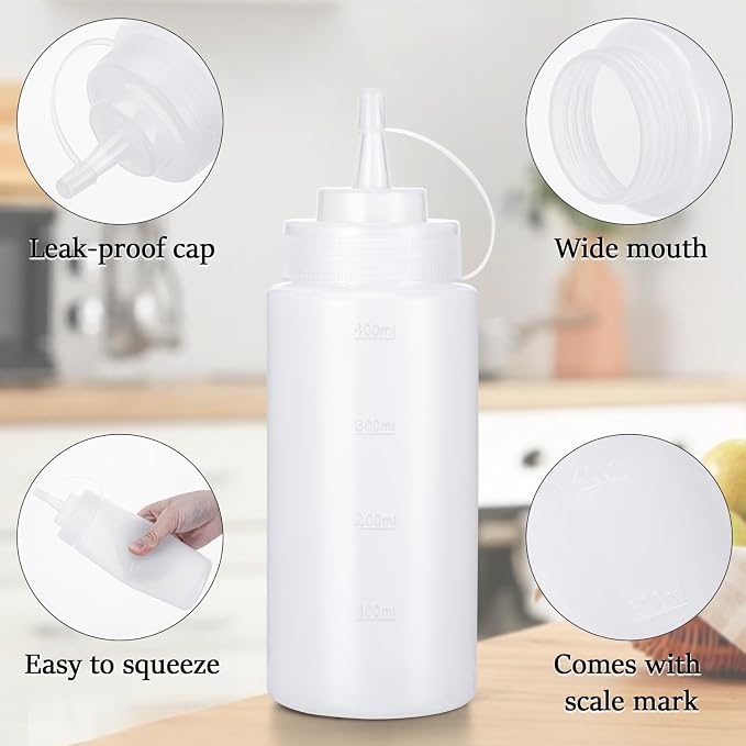 Condiment Squeeze Bottles Ketchup Dispenser, 4 Pack 16oz Squeeze Bottles - Image 3