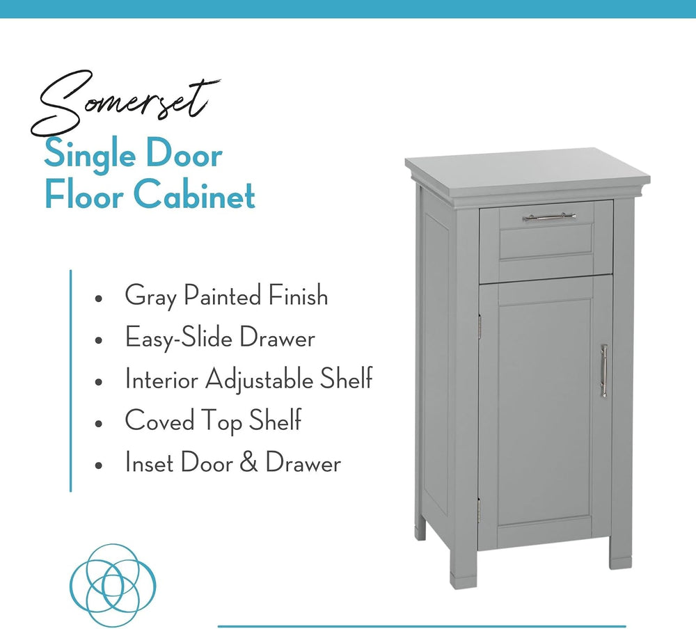 RiverRidge 06-076 Home Somerset Collection Single Door Floor Cabinet, Gray, N...