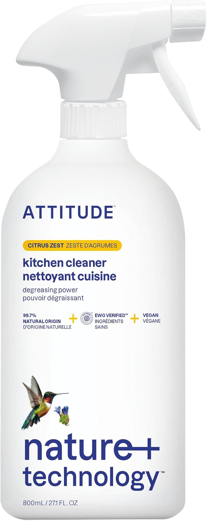 ATTITUDE Kitchen Cleaner Spray, EWG Verified, Powerful Degreaser, Cuts Grease & by ATTITUDE
