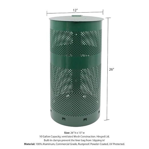 ZERO WASTE USA - Round Outdoor 10 Gallon Capacity Waste Can - 100% Rust-Free - Image 9