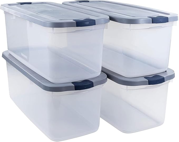 Rubbermaid Roughneck Clear 95 Qt/23.75 Gal Storage Containers, Visible Base by Rubbermaid