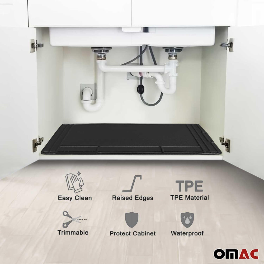 OMAC 2 Pcs Under Sink Mat for Kitchen & Bathroom 34" x 22" Adju...