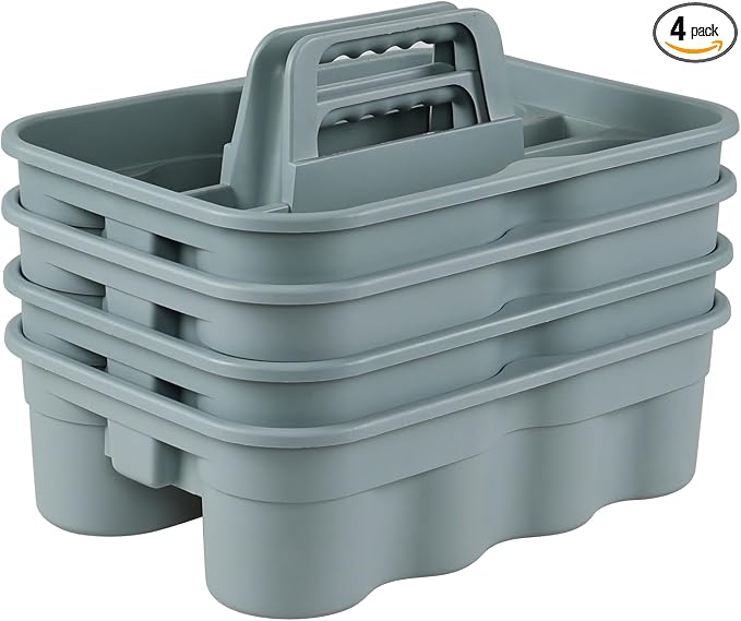 4 Packs Plastic Cleaning Caddy, 2 Compartment Cleaning Tool Caddy by Lasbily