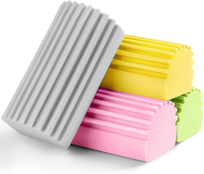 4-Pack Damp Clean Duster Sponge, Reusable Magic Dusting Sponge Brush by Jeymei