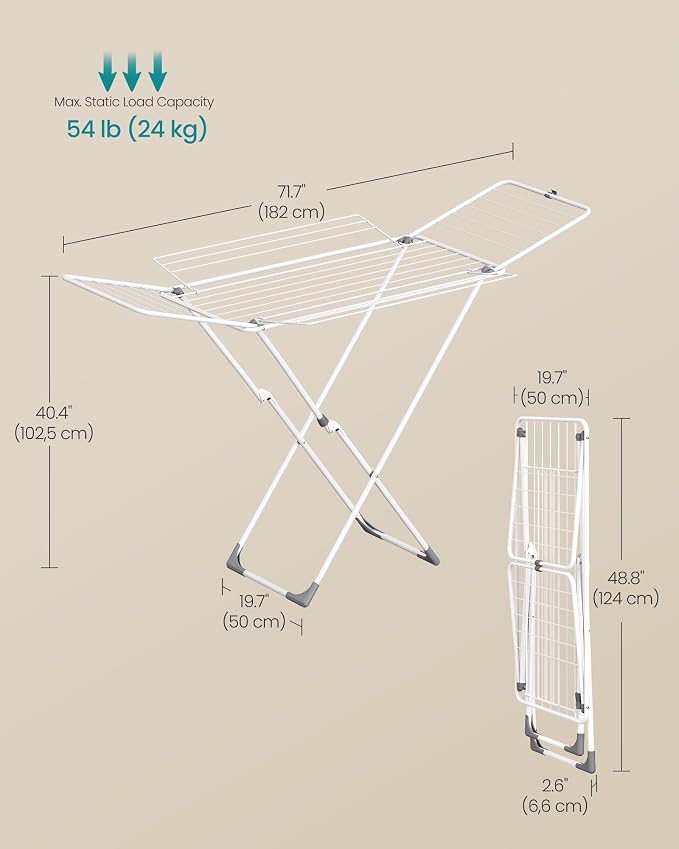 SONGMICS Clothes Drying Rack, Metal Laundry Drying Rack, Space-Saving, - Image 6