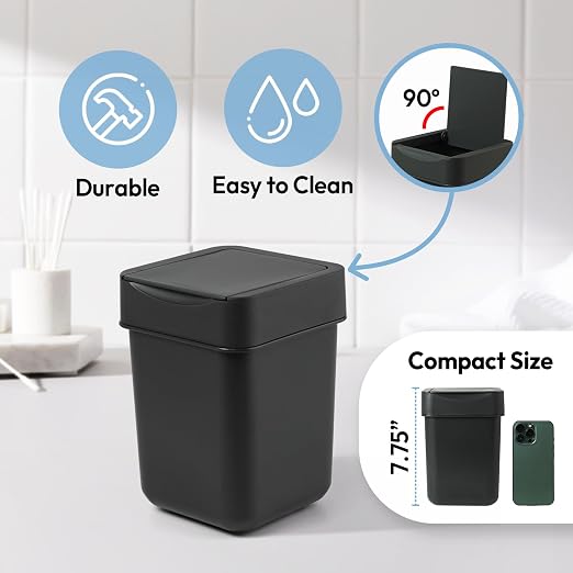 carrotez Mini Trash Can, Coffee Bar, Countertop, 2 Liter/ 0.5 Gallon, Mini - Image 2