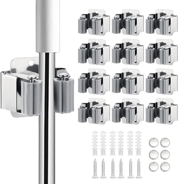 12PCS Broom and Mop Holder, Heavy Duty Garden Tool Organizer Rack Rake and by JAMEND+CLXP