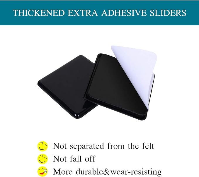 Ezprotekt 2.5 inch Square Self Adhesive Furniture Movers Sliders - Image 4