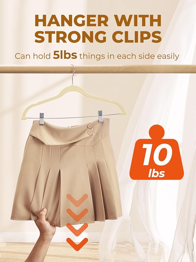 HOUSE DAY Velvet Skirt Hangers 24 Pack, Space Saving Slim Shorts Hanger - Image 3