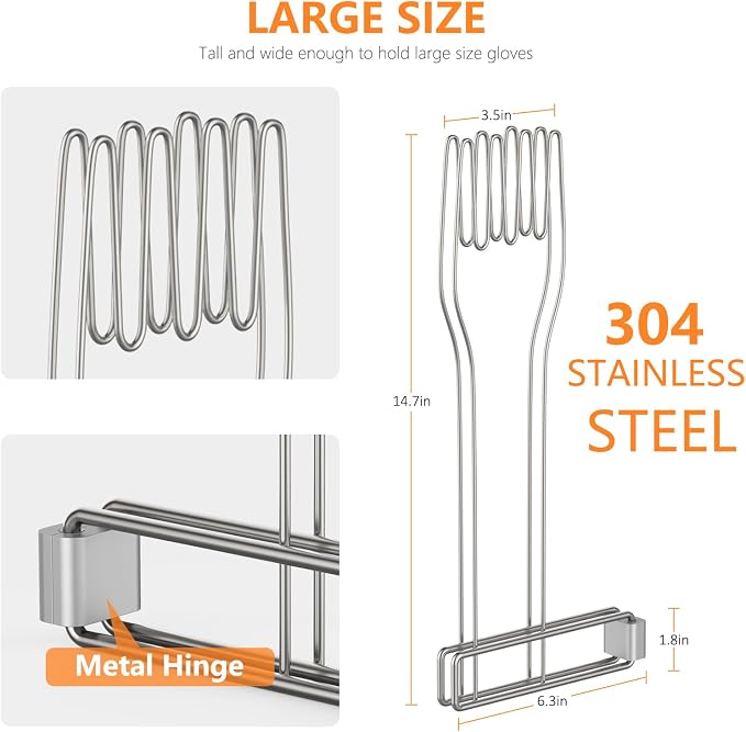 Kitchen Glove Holder, Stainless Steel Glove Rack, Kitchen Vertical Glove - Image 2