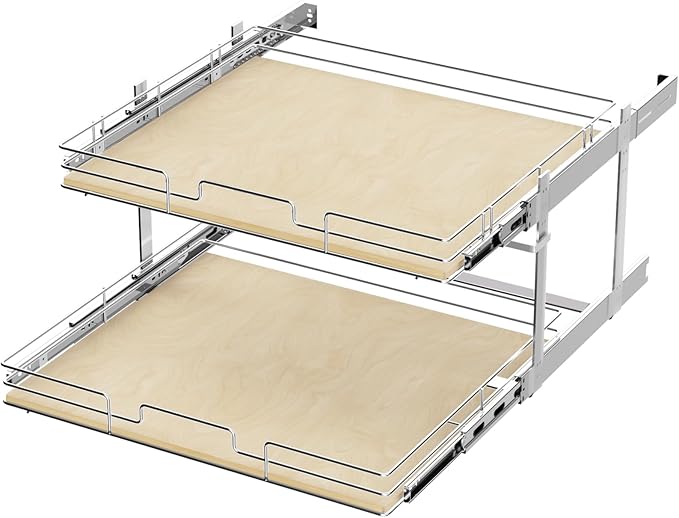 ROOMTEC 2 Tier Individual Pull Out Cabinet Organizer 31½"W x 21½"D, Slide Out by ROOMTEC