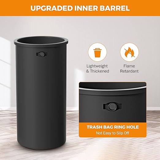 BEAMNOVA 16.5 Gallon Trash Can Black Open Top Large Outdoor Indoor Commercial - Image 4