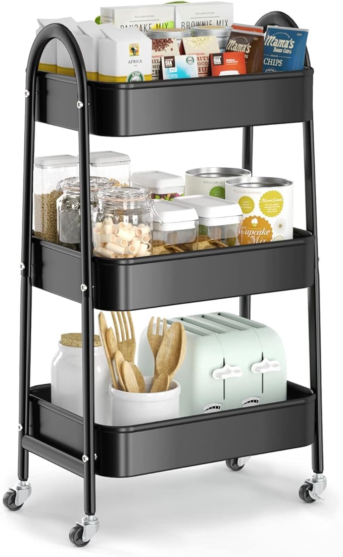 EAGMAK 3 Tier Utility Rolling Cart, Metal Storage Cart by Eagmak