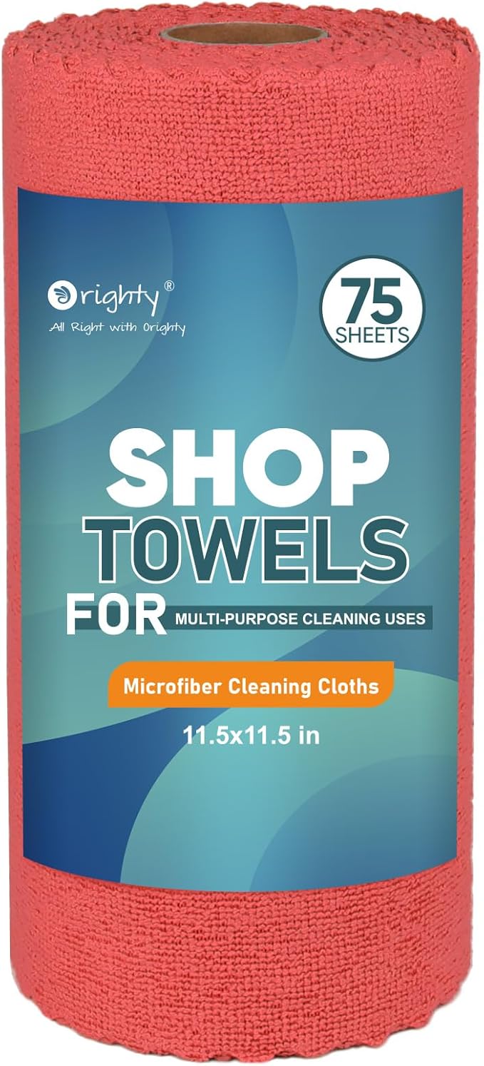 Orighty Microfiber Cleaning Cloths, 75 Sheets Shop Towels, Reusable Paper by AllRightinOrighty