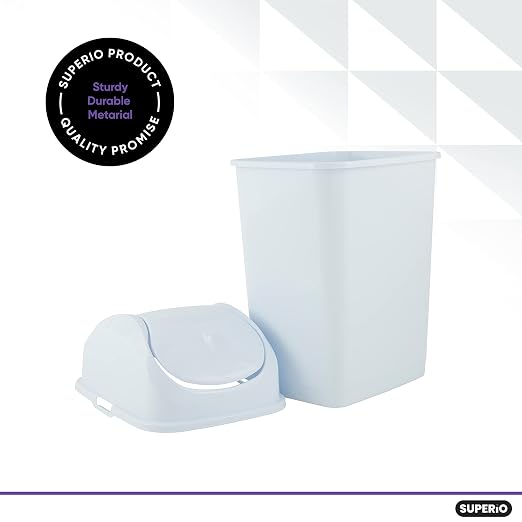 Superio Medium Trash Can with Lid 4.5 Gallon Plastic Swing Top Garbage Can Slim - Image 3