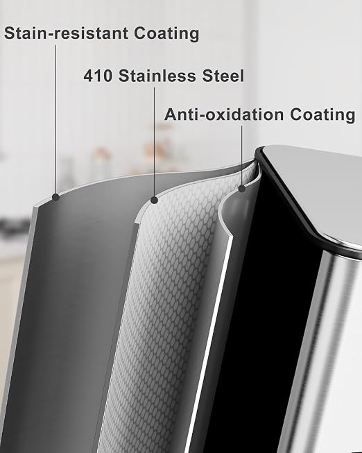 90L/3 x 7.9 Gal Trash Can, Three-Compartment Pedal Stainless Steel Kitchen - Image 3