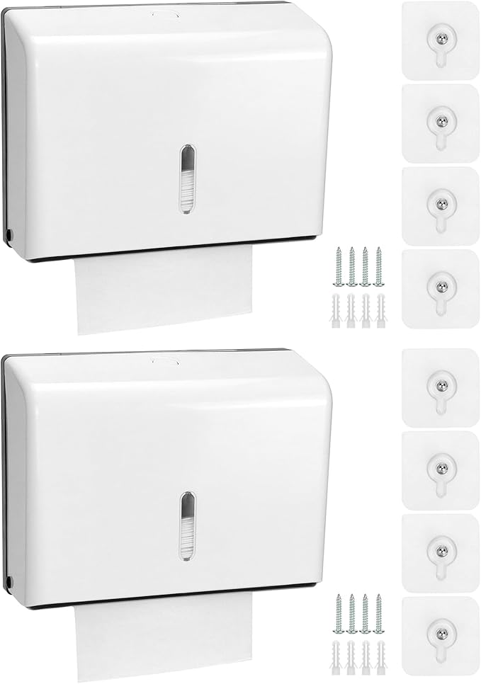 QWORK Paper Towel Dispenser Wall Mount, 2 Pack Multifold Hand Towel Dispenser by QWORK