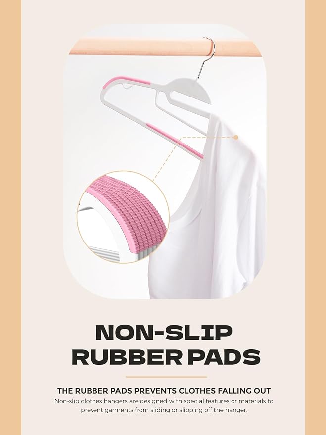HOUSE DAY Pink Plastic Hangers 50 Pack, Slim Space Saving, Non Slip Hangers - Image 6