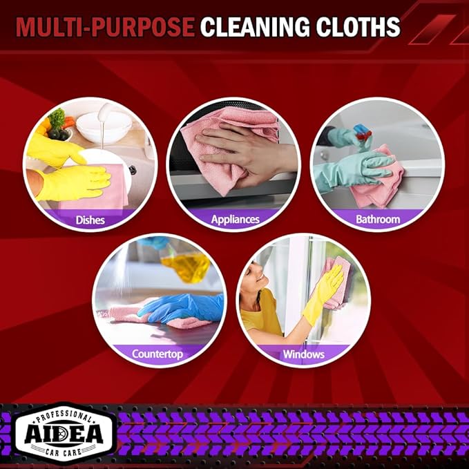 AIDEA Microfiber Cleaning Cloth Pink 20PK, Microfiber Towels - Image 7