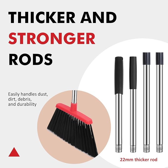 Heavy Duty Broom, 55 Inch Long Handle Outdoor Large Angle Brooms - Image 5
