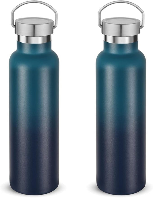 Neihepal 20 oz Insulated Water Bottles Bulk 2 Pack, Stainless Steel Double Wall by Neihepal