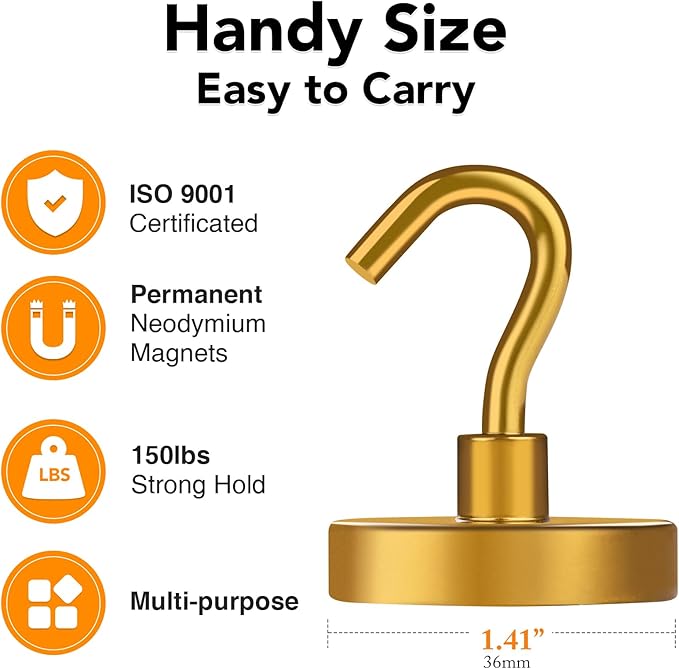 MIKEDE Magnetic Hooks, 150LB Heavy Duty Magnets - Image 4