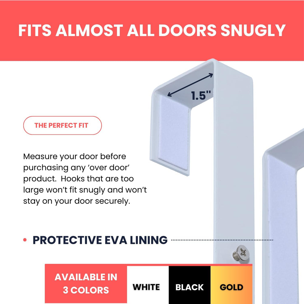 [XL Heavy Duty] 20" WHITE Over-The-Door Mirror Hanger Set (Extra Wide) w...
