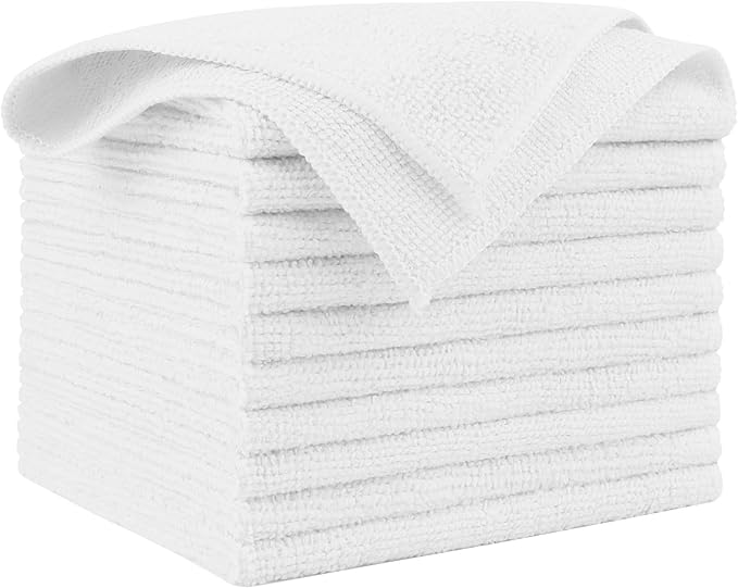 AIDEA Microfiber Cleaning Cloth White 10PK, Microfiber Towels by AIDEAHOME