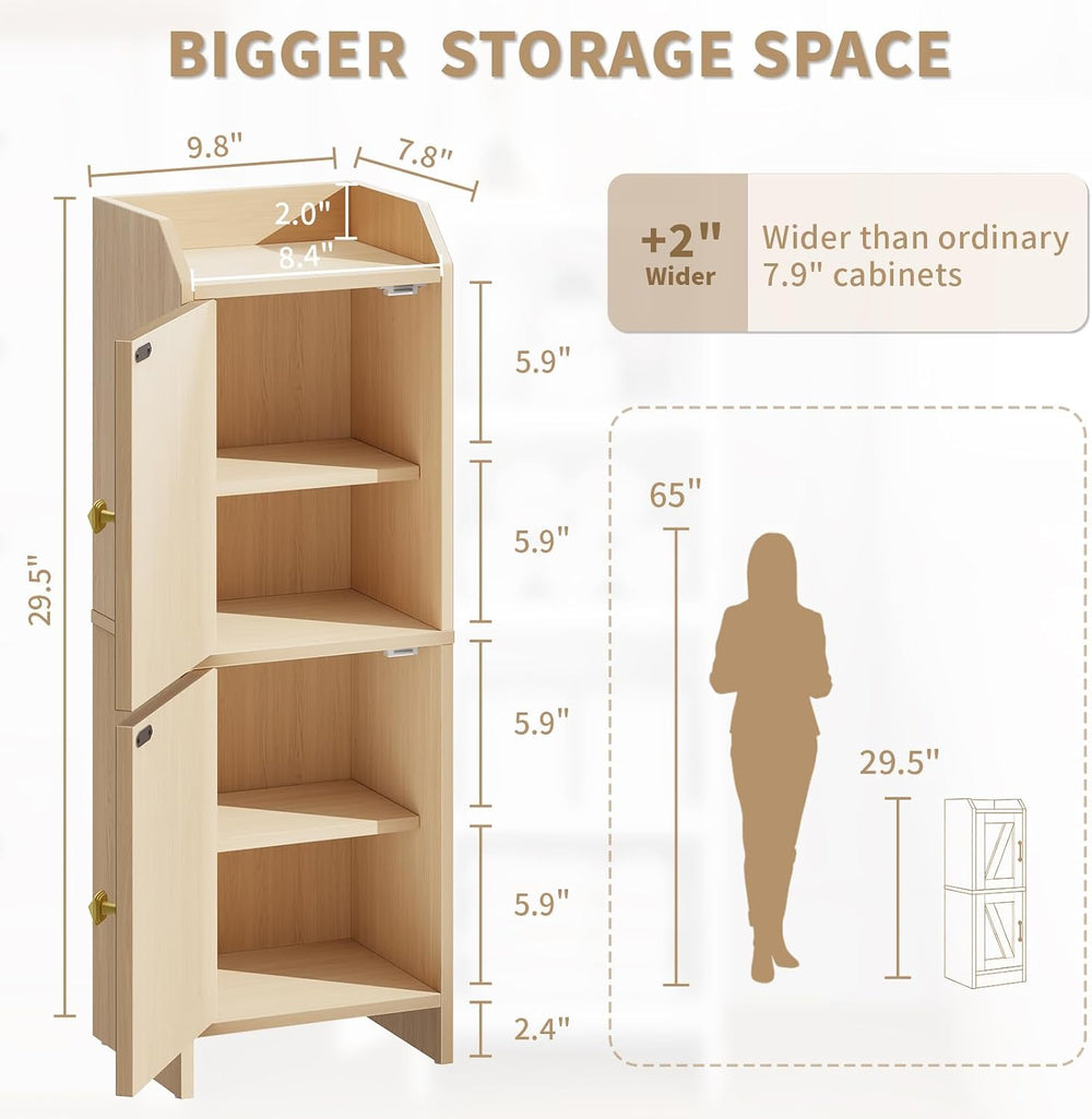 Rattan Narrow Bathroom Storage Cabinet, 7.9''D x 9.8''W x 29....