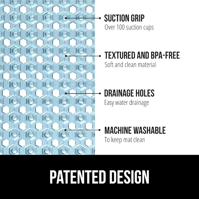 GORILLA GRIP Patented Square Shower Stall Mat, Small Bathtub Floor Mats - Image 2