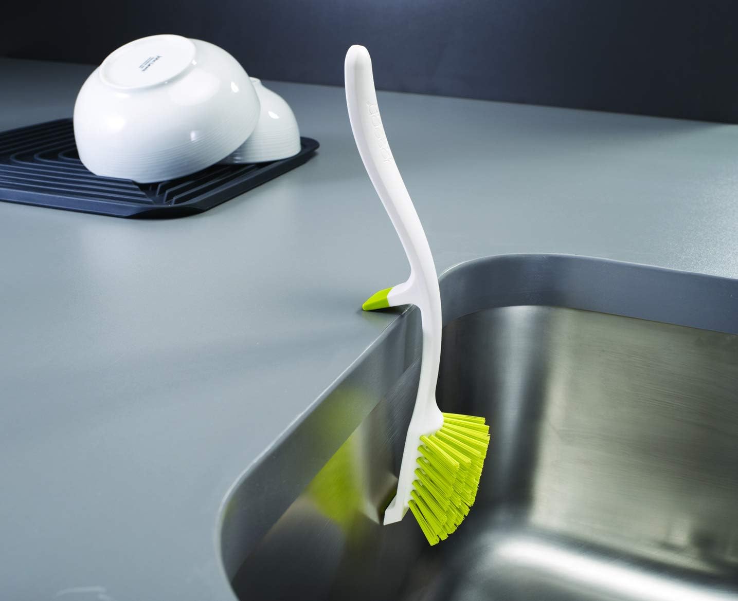 Joseph Joseph Edge Dish Brush with Integrated Sink Rest, Grey