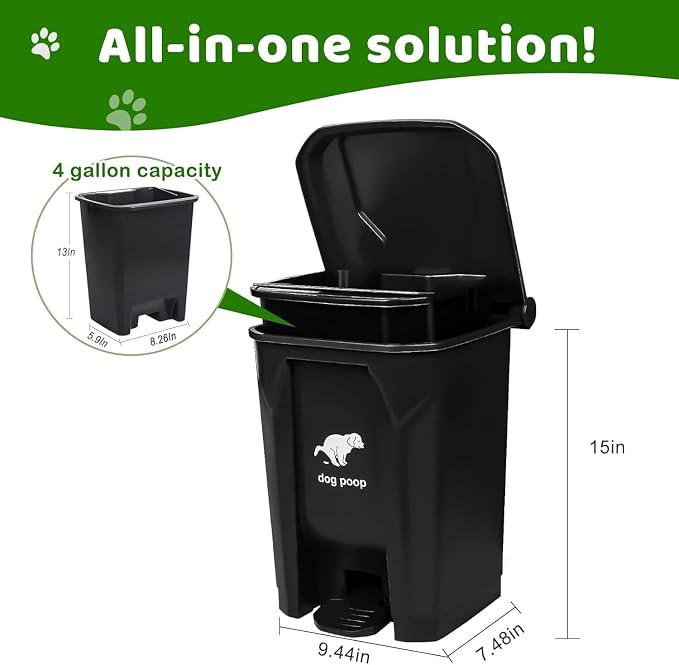 Dog Poop Trash Can Outside, 20L/5Gallon Pedal and Removable Inner Waste Bin - Image 2