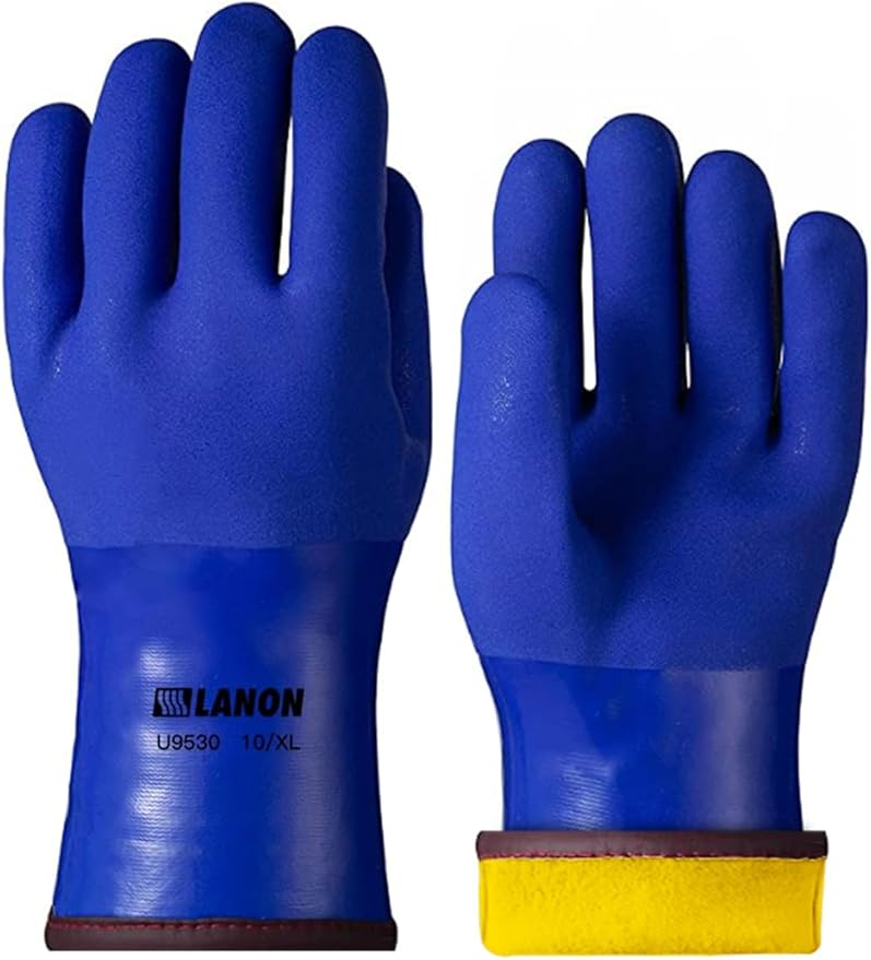 LANON PVC Coated Cold Proof Heavy Duty Gloves, Waterproof Warm Work Gloves by LANONProtection